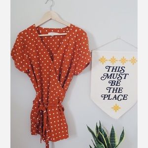 LOFT Dotted Tulip Sleeve Wrap Top